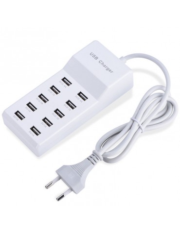 10 Port USB Travel Wall AC USB Charger AC100-240V Charge Power Strip Adapter