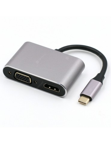 USB 3.1 Type-C to 4K HDMI + VGA Converter Adapter Support Dual-Screen Display