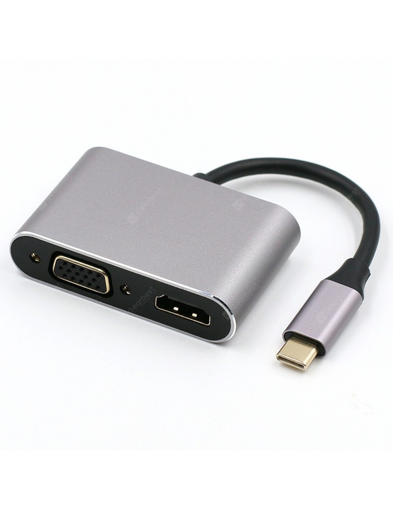 USB Accessories - USB 3.1 Type-C to 4K HDMI + VGA Converter Adapter Support Dual-Screen Display