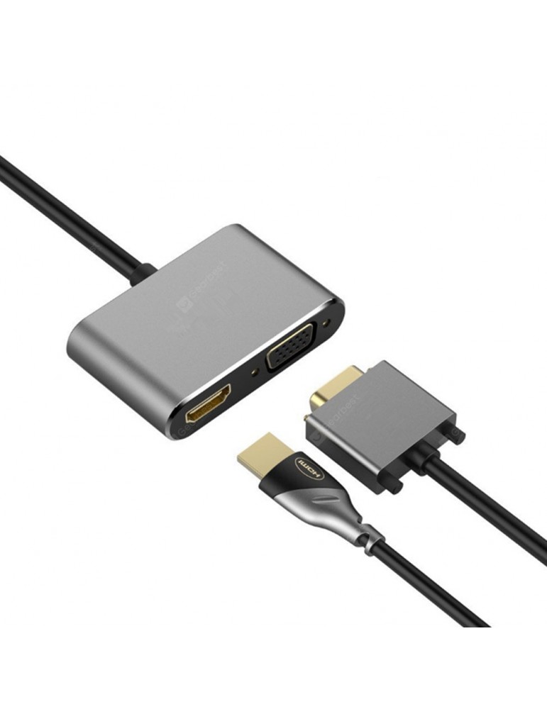 USB Accessories - USB 3.1 Type-C to 4K HDMI + VGA Converter Adapter Support Dual-Screen Display