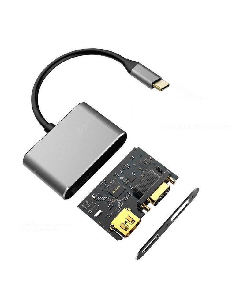USB Accessories - USB 3.1 Type-C to 4K HDMI + VGA Converter Adapter Support Dual-Screen Display