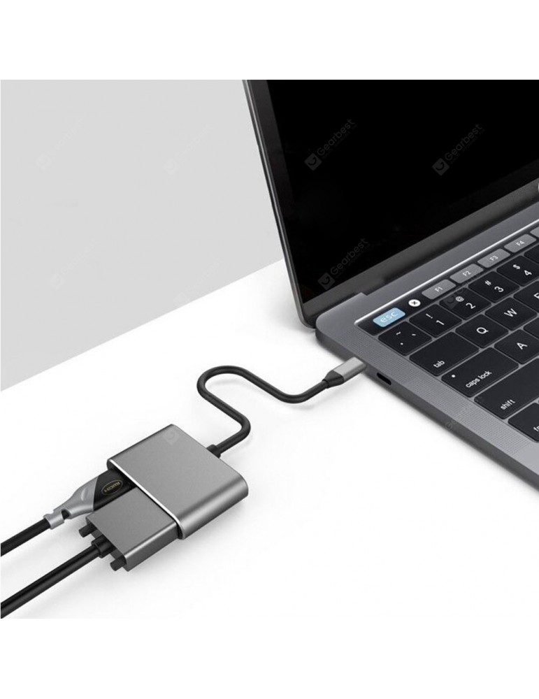 USB Accessories - USB 3.1 Type-C to 4K HDMI + VGA Converter Adapter Support Dual-Screen Display