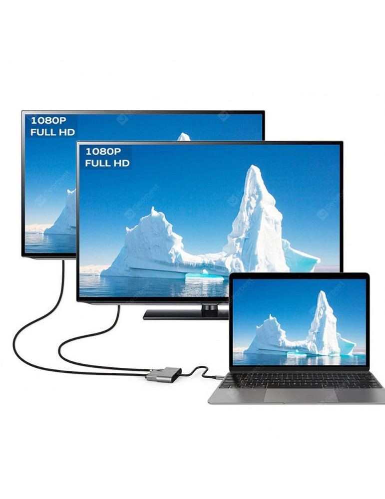 USB Accessories - USB 3.1 Type-C to 4K HDMI + VGA Converter Adapter Support Dual-Screen Display