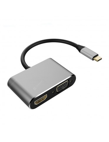 USB 3.1 Type-C to 4K HDMI + VGA Converter Adapter Support Dual-Screen Display
