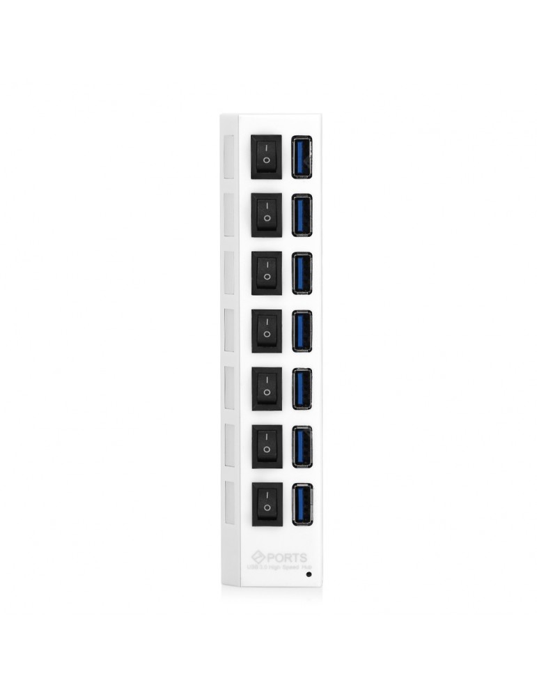 USB Accessories - ZX - 4U004W Vertical Type 7 Port USB 3.0 Hub with Independent Switches