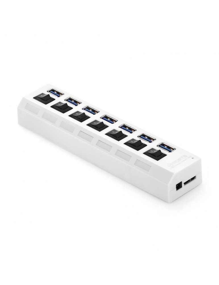USB Accessories - ZX - 4U004W Vertical Type 7 Port USB 3.0 Hub with Independent Switches