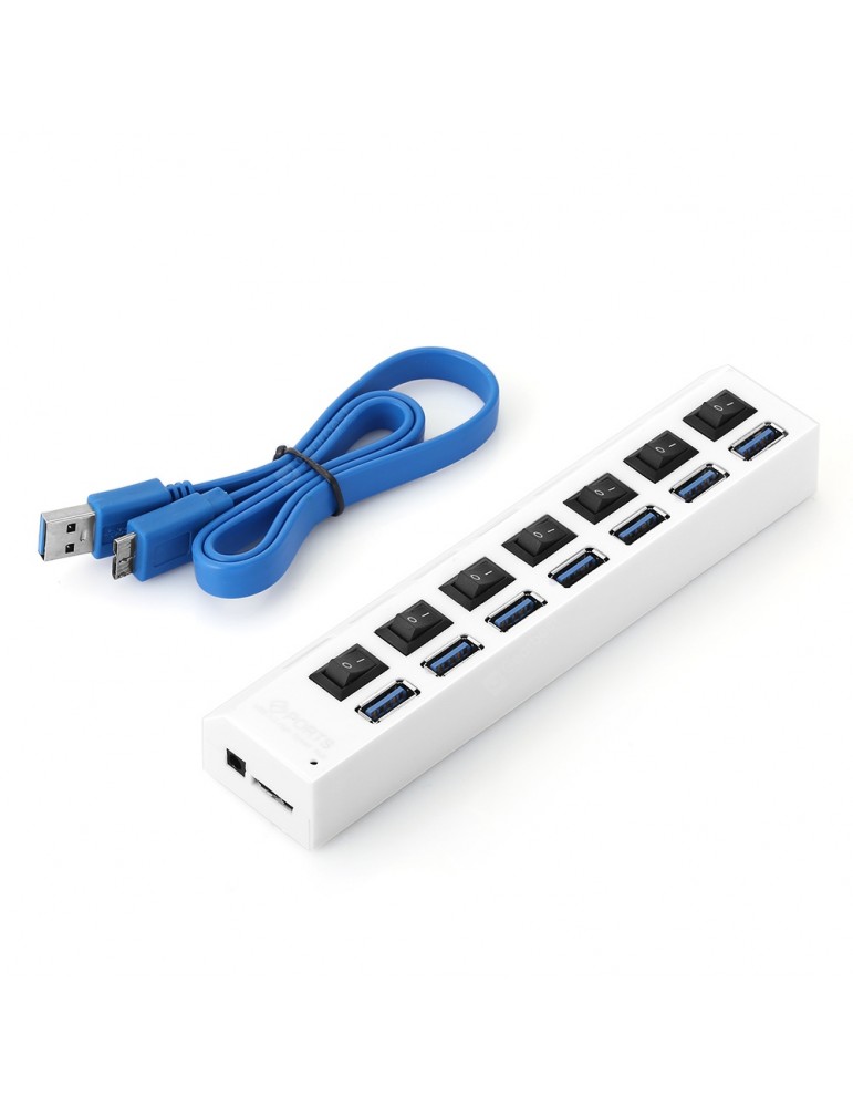 USB Accessories - ZX - 4U004W Vertical Type 7 Port USB 3.0 Hub with Independent Switches