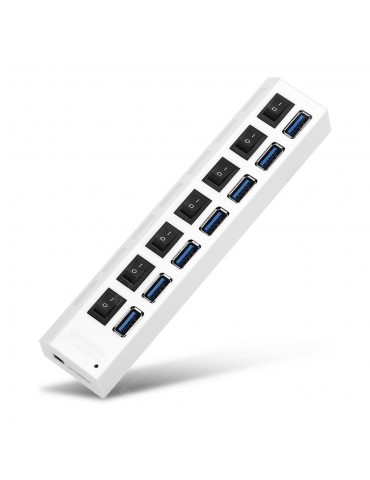 ZX - 4U004W Vertical Type 7 Port USB 3.0 Hub with Independent Switches