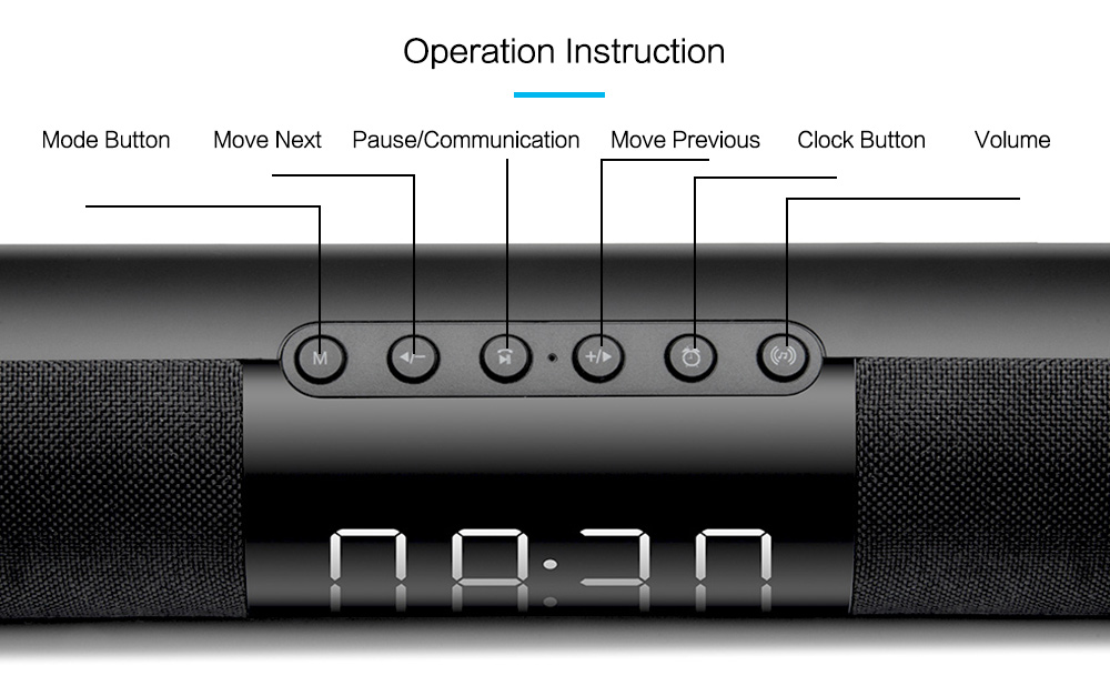 LP - C18 Bluetooth Wireless / AUX Wired Multifunction Speaker with FM / Alarm Clock / Mic Function- Black LP - C18 Bluetooth Wireless / AUX Wired Multifunction Speaker with FM / Alarm Clock / Mic Function- Black