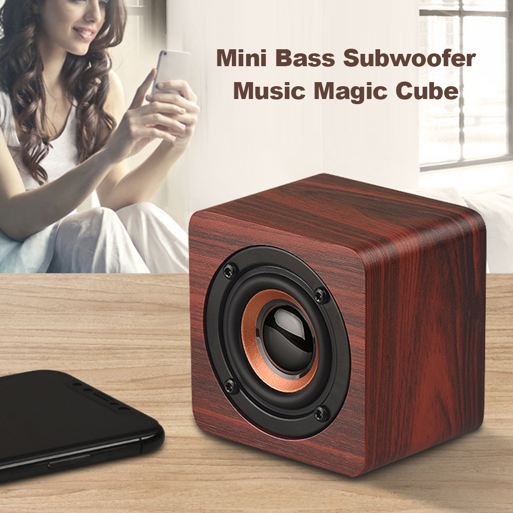 Mini Bluetooth Speaker USB Rechargeable Wooden Wireless Portable Bass - Apricot Mini Bluetooth Speaker USB Rechargeable Wooden Wireless Portable Bass - Apricot