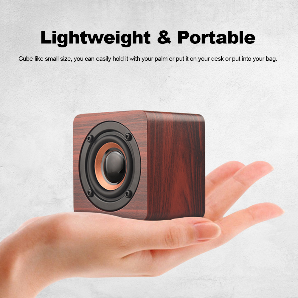 Mini Bluetooth Speaker USB Rechargeable Wooden Wireless Portable Bass - Apricot Mini Bluetooth Speaker USB Rechargeable Wooden Wireless Portable Bass - Apricot