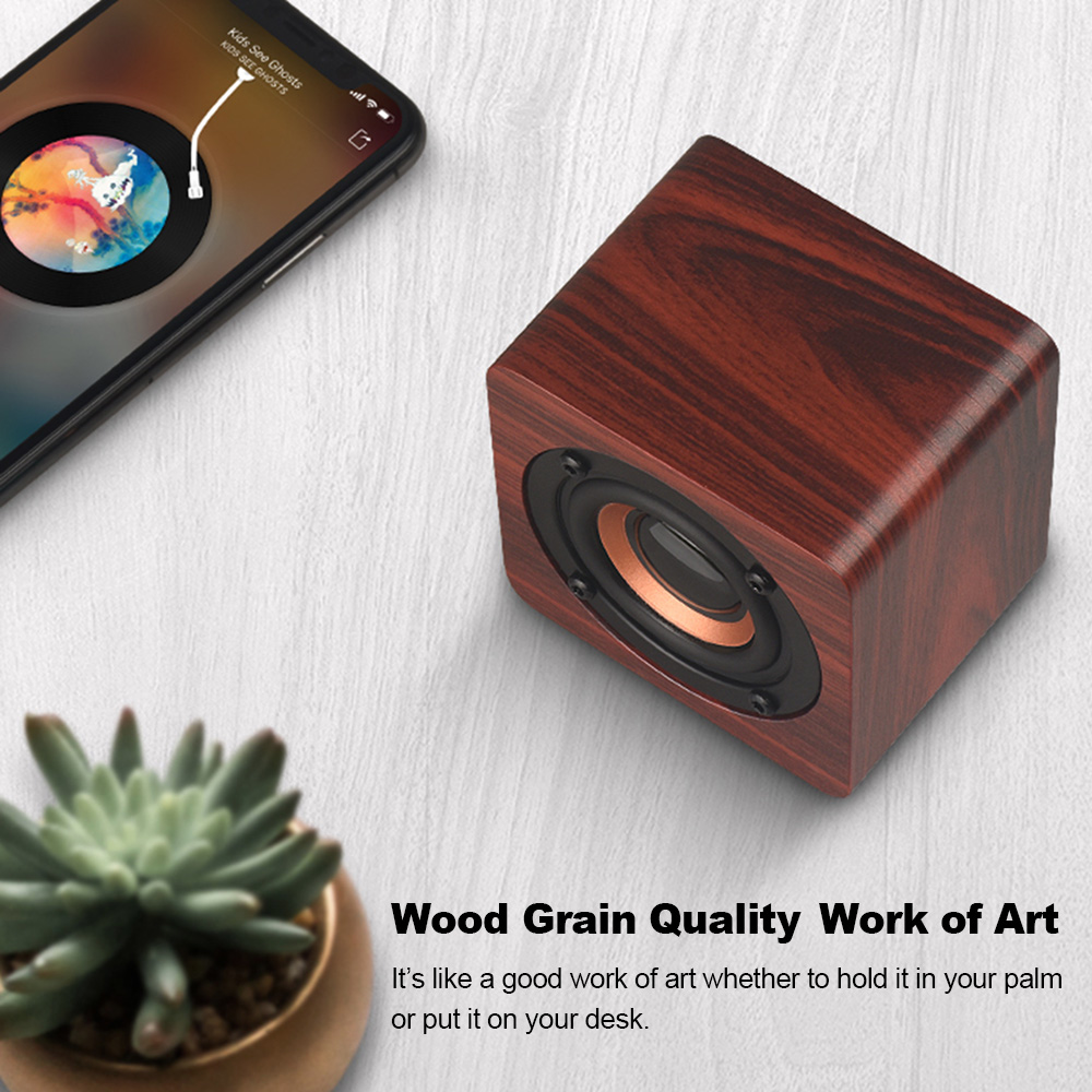 Mini Bluetooth Speaker USB Rechargeable Wooden Wireless Portable Bass - Apricot Mini Bluetooth Speaker USB Rechargeable Wooden Wireless Portable Bass - Apricot