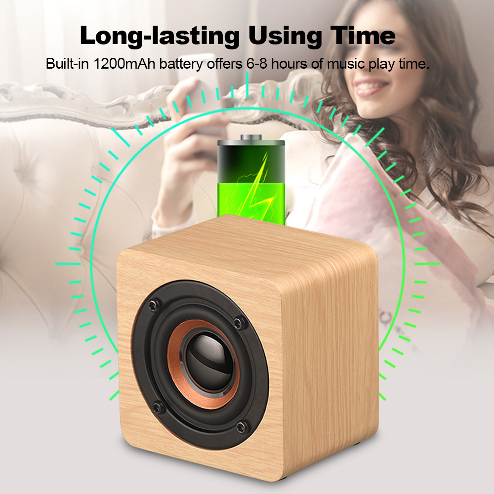 Mini Bluetooth Speaker USB Rechargeable Wooden Wireless Portable Bass - Apricot Mini Bluetooth Speaker USB Rechargeable Wooden Wireless Portable Bass - Apricot
