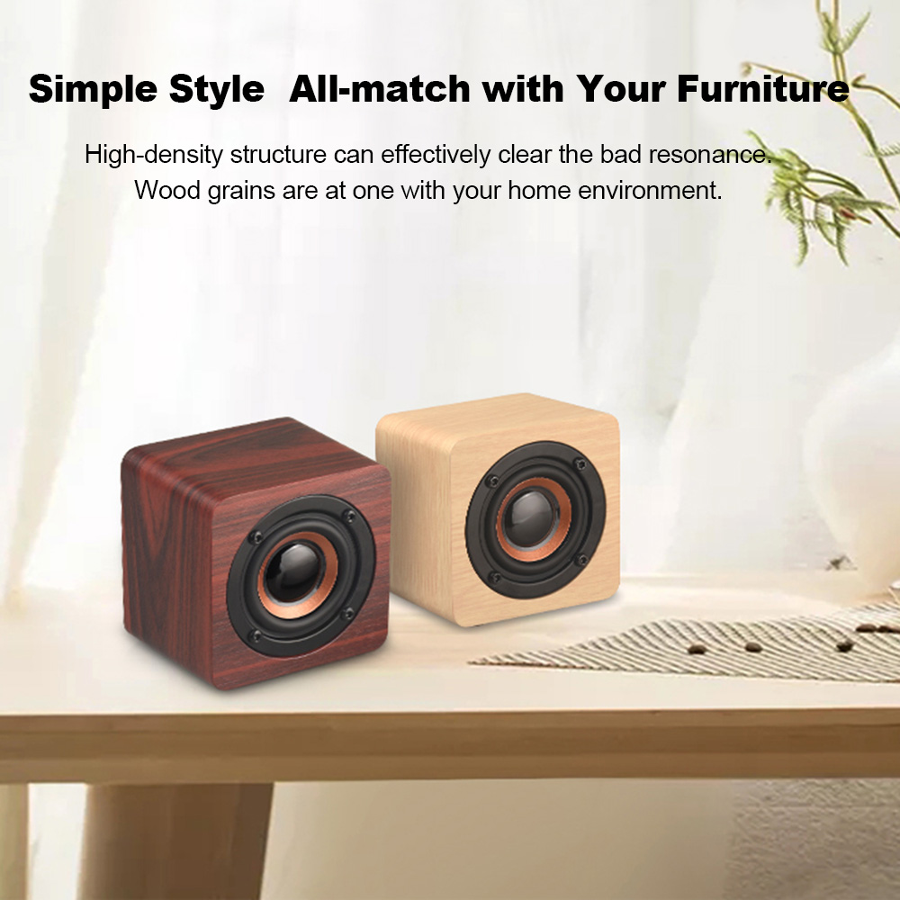 Mini Bluetooth Speaker USB Rechargeable Wooden Wireless Portable Bass - Apricot Mini Bluetooth Speaker USB Rechargeable Wooden Wireless Portable Bass - Apricot