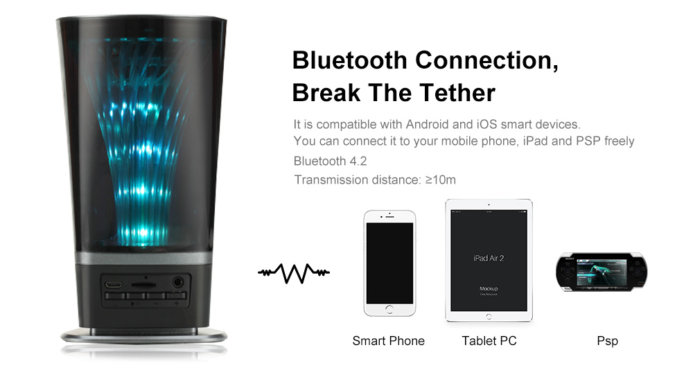 JY - 01BT Bluetooth Wireless Speaker Music Player Night Lamp- Black