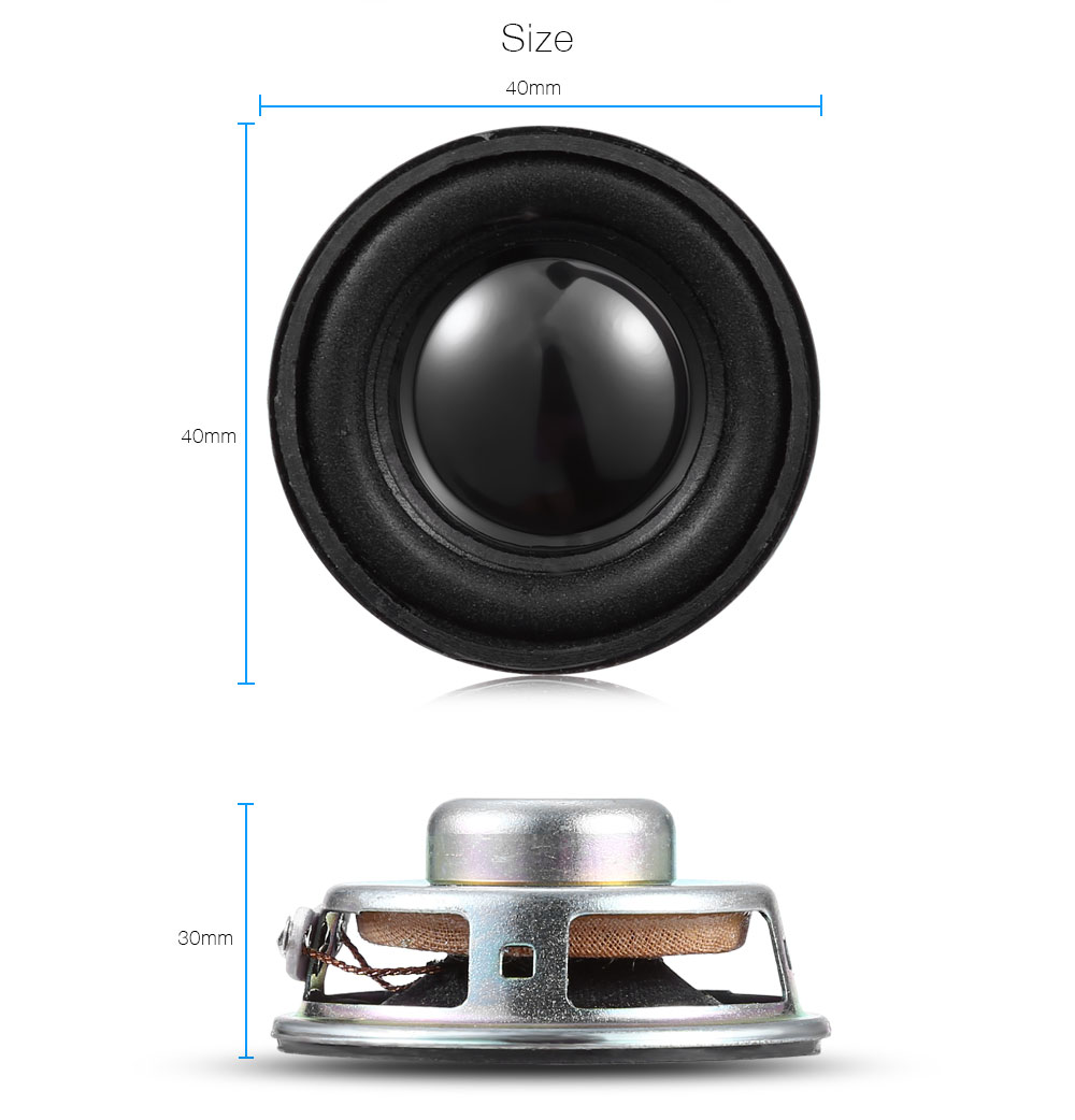 2PCS Magnet Speaker 3W 4 ohm 40mm Metal Shell Internal Type- BLACK AND SLIVER