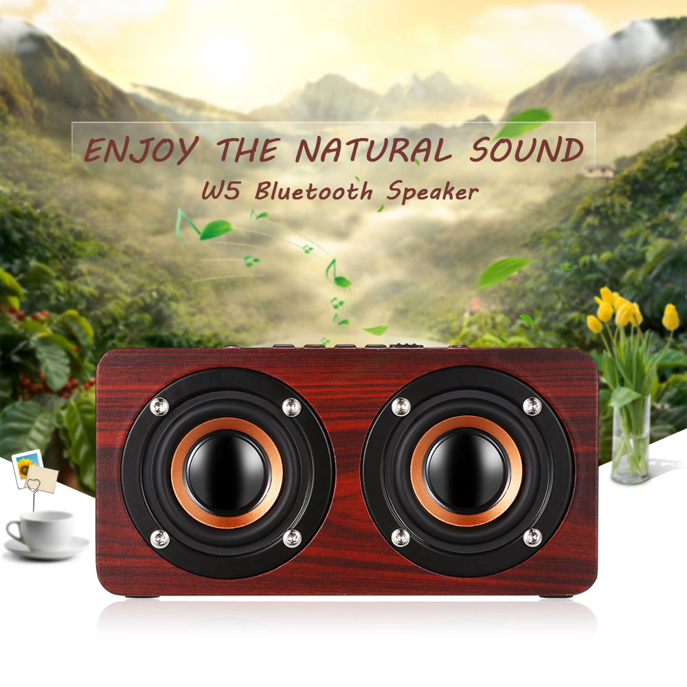 W5 Bluetooth Speaker Portable Wireless Player Wooden Design- Wood W5 Bluetooth Speaker Portable Wireless Player Wooden Design- Wood