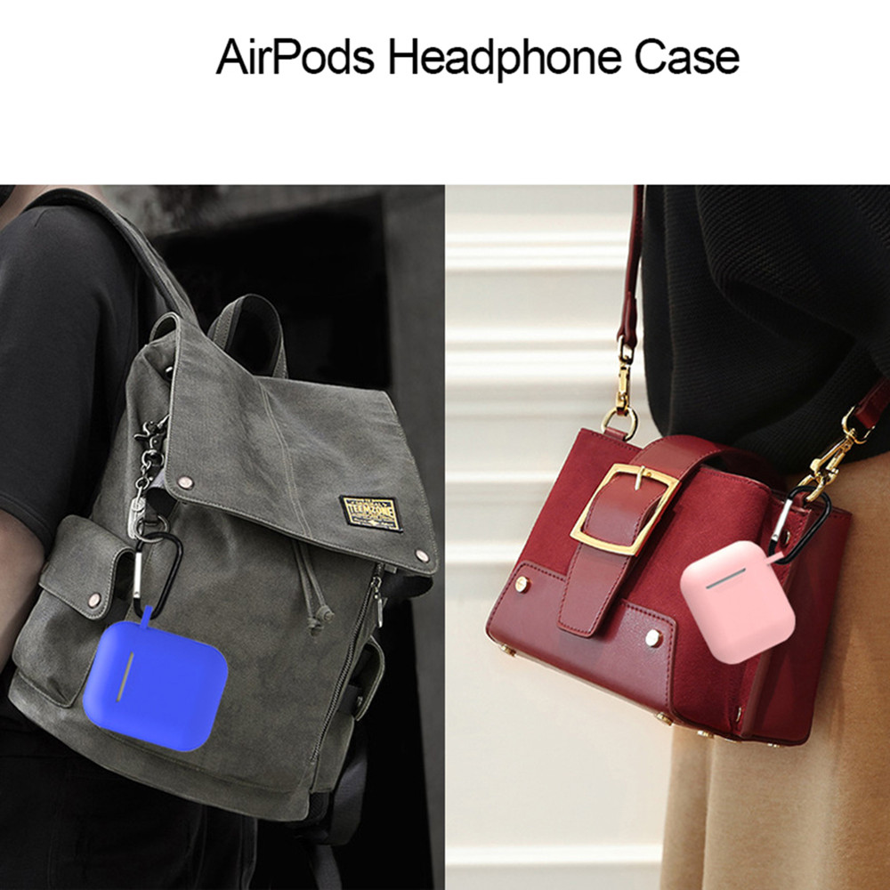 Silicone Earphone Protection Cover with Hook for Airpods - Pink Silicone Earphone Protection Cover with Hook for Airpods - Pink