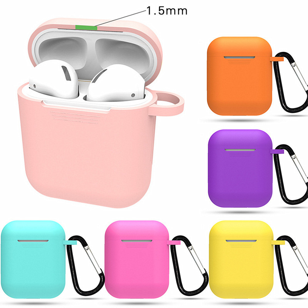 Silicone Earphone Protection Cover with Hook for Airpods - Pink