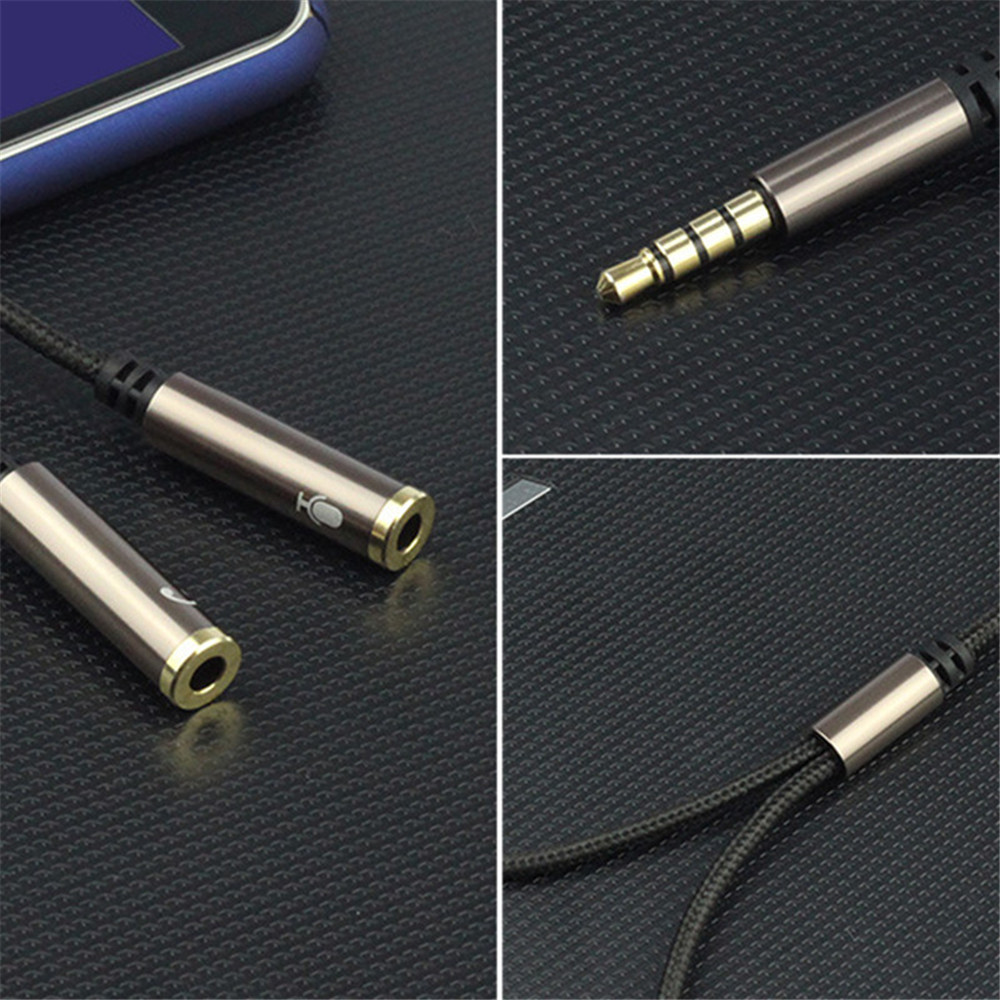 Stereo Earphones Splitter Cable Aux Extension Cord for Smartphones Tablets Media Players- Mocha Stereo Earphones Splitter Cable Aux Extension Cord for Smartphones Tablets Media Players- Mocha