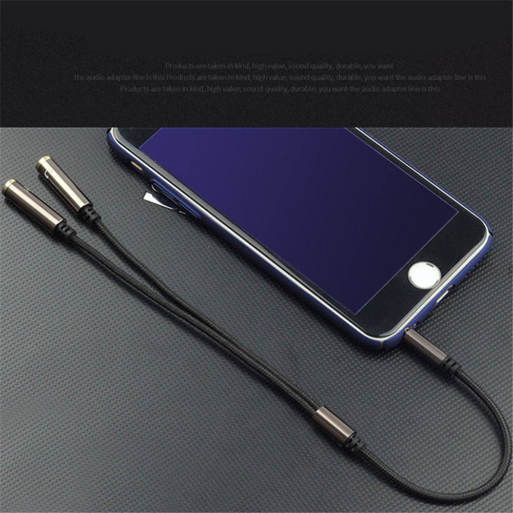 Stereo Earphones Splitter Cable Aux Extension Cord for Smartphones Tablets Media Players- Mocha Stereo Earphones Splitter Cable Aux Extension Cord for Smartphones Tablets Media Players- Mocha