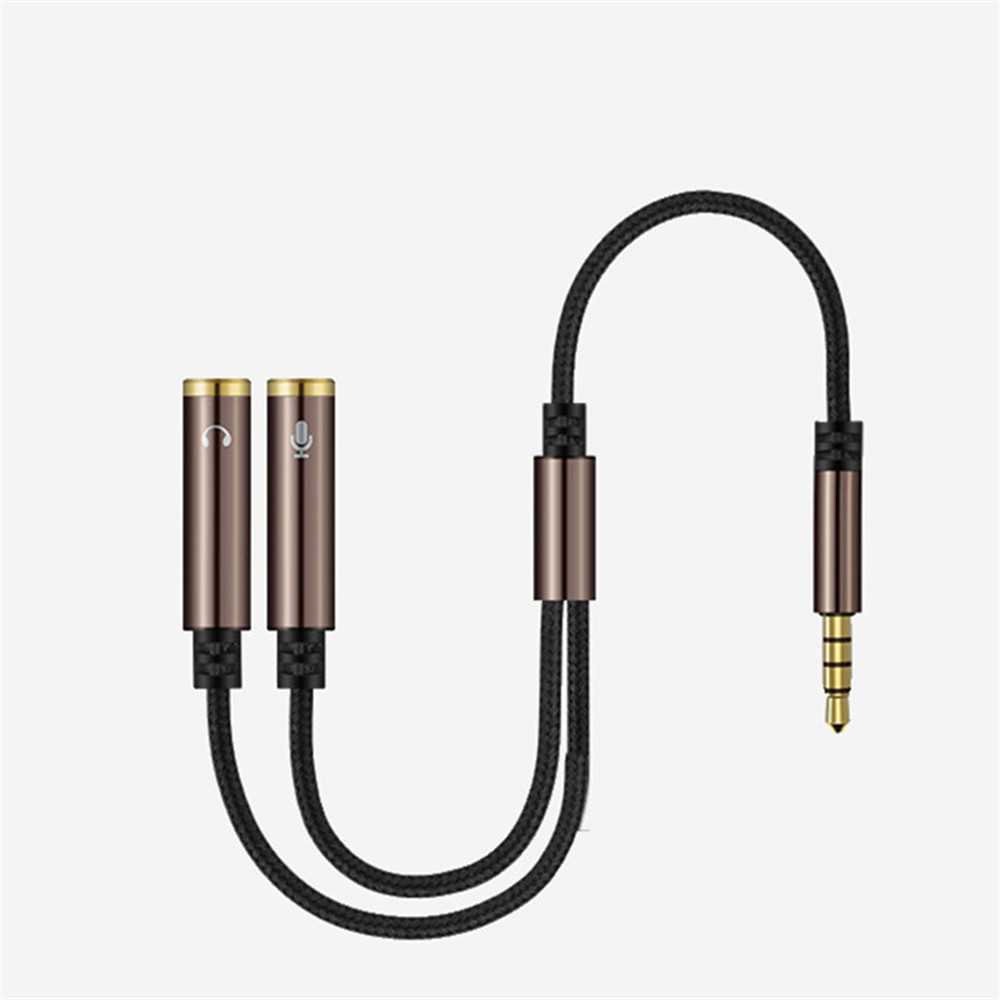 Stereo Earphones Splitter Cable  Aux Extension Cord for Smartphones Tablets Media Players- Mocha
