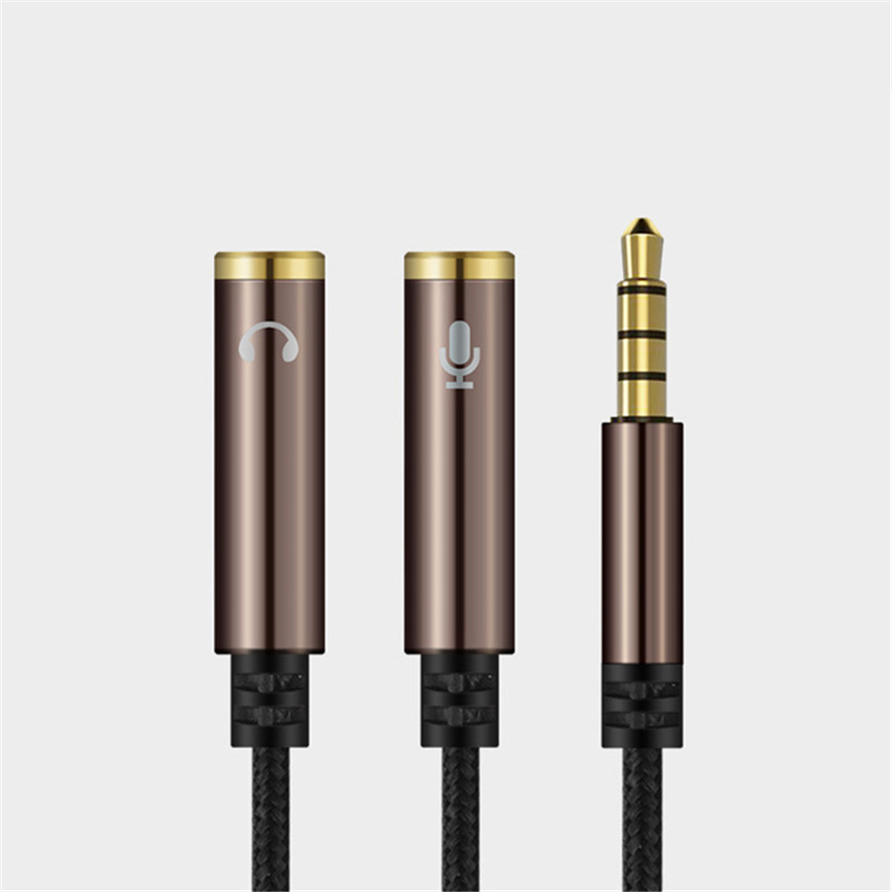 Stereo Earphones Splitter Cable  Aux Extension Cord for Smartphones Tablets Media Players- Mocha
