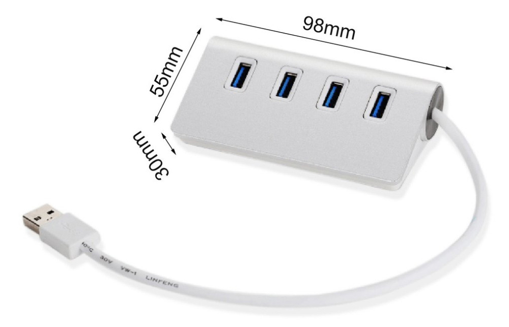 Super High Speed 3.0 4-port Computer Hub- Silver