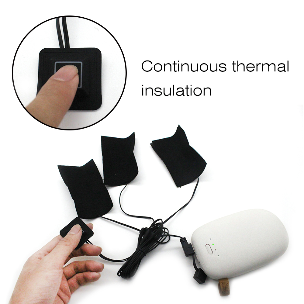 One Drag Three Carbon Fiber USB Electric Heating Pad Clothes Thermal Sheet with Switch- Black