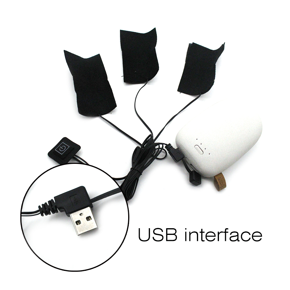 One Drag Three Carbon Fiber USB Electric Heating Pad Clothes Thermal Sheet with Switch- Black One Drag Three Carbon Fiber USB Electric Heating Pad Clothes Thermal Sheet with Switch- Black