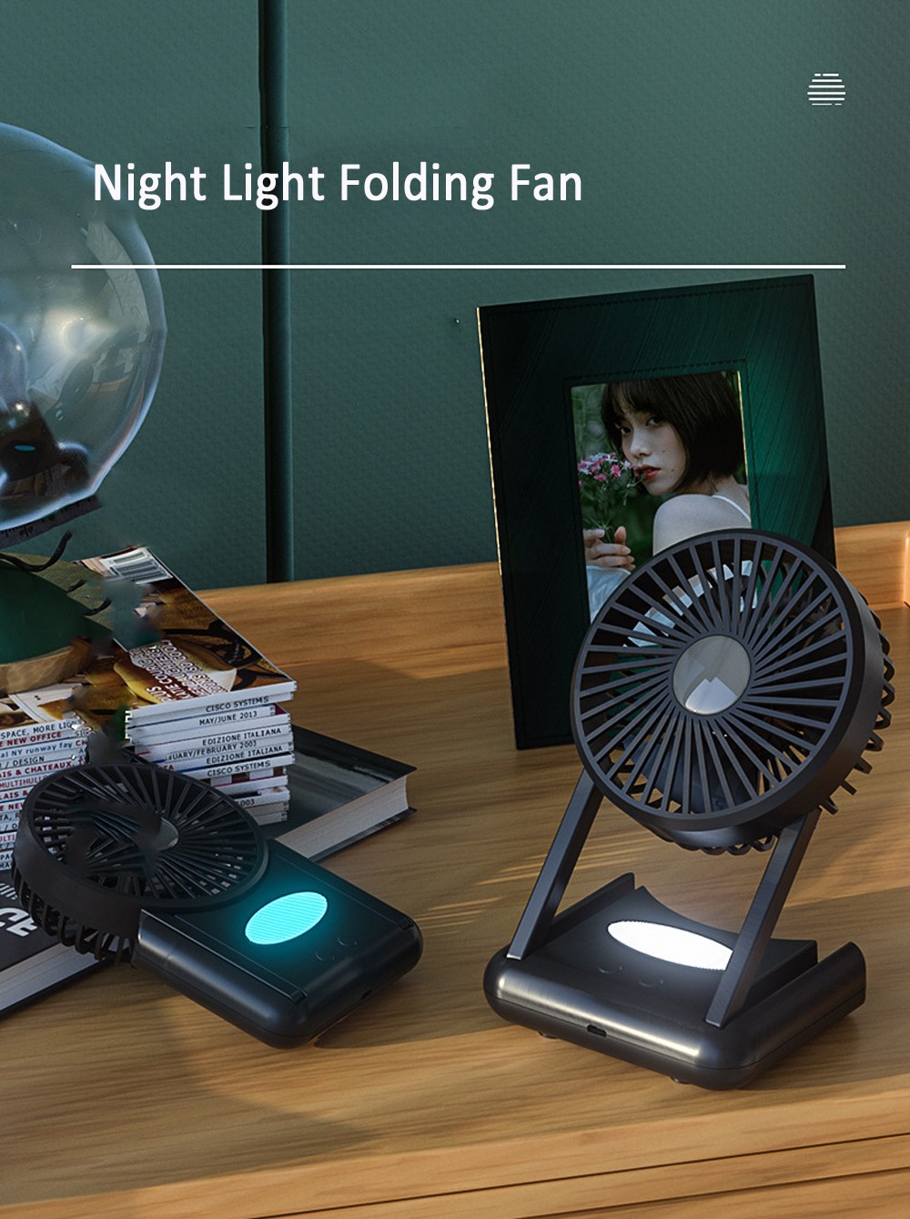 F5 Pocket Fan Large Capacity USB Charging Portable Mute Desktop Fan - Black