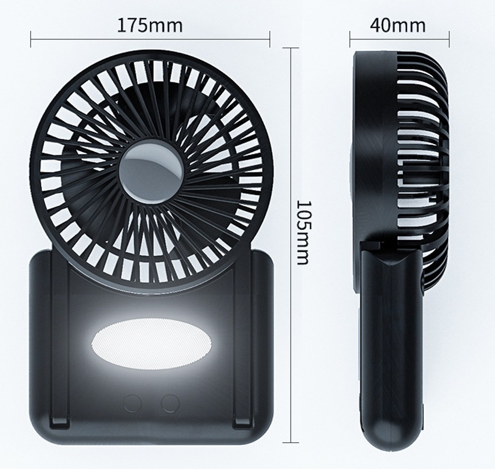 F5 Pocket Fan Large Capacity USB Charging Portable Mute Desktop Fan - Black