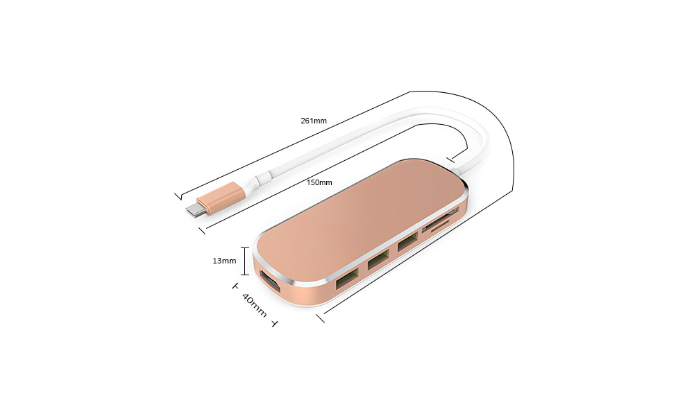 Type-C to HDMI / USB 3.0 / SD / TF Card Reader Hub Converter Adapter- Rose Gold Type-C to HDMI / USB 3.0 / SD / TF Card Reader Hub Converter Adapter- Rose Gold