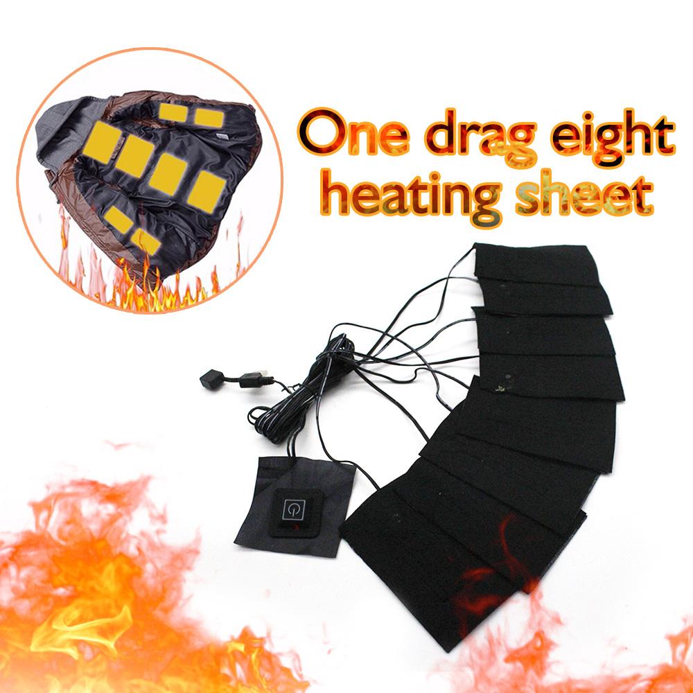 One Drag Eight Carbon Fiber USB Electric Heating Pad Clothes Thermal Sheet- Black