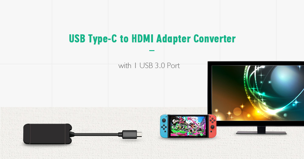 USB Type-C to HDMI Adapter Converter with 1 USB 3.0 Port- Black USB Type-C to HDMI Adapter Converter with 1 USB 3.0 Port- Black
