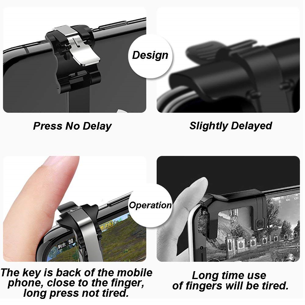 2PCS for PUBG Mobile Game Fire Button Aim Key Trigger L1 R1 Controller