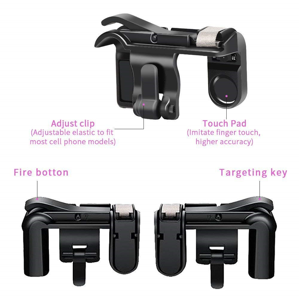 Mobile Phone Gaming Fire Button Trigger Controller 2PCS- Black Mobile Phone Gaming Fire Button Trigger Controller 2PCS- Black