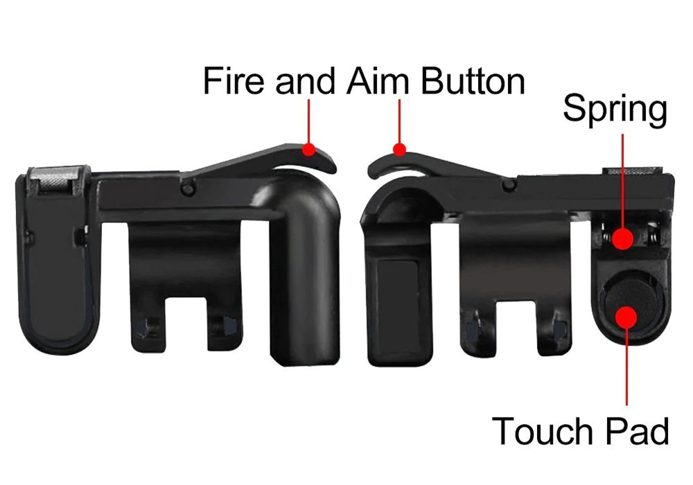 Mobile Phone Gaming Fire Button Trigger Controller 2PCS- Black