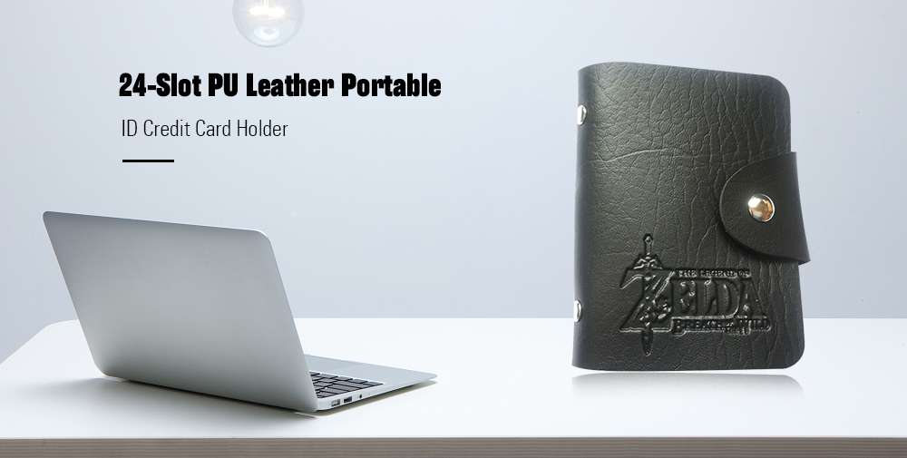 Leather Case Sleeve Two Sided 24 Holders for Bank Credit Card - Black Leather Case Sleeve Two Sided 24 Holders for Bank Credit Card - Black