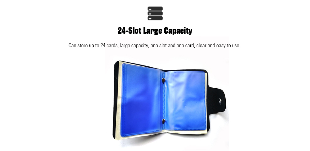 Leather Case Sleeve Two Sided 24 Holders for Bank Credit Card - Black Leather Case Sleeve Two Sided 24 Holders for Bank Credit Card - Black